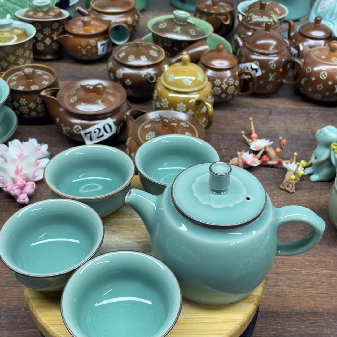 微瑕特价一壶四杯青瓷