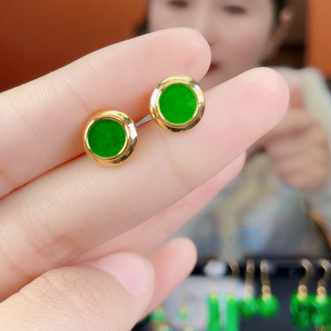 翡翠银S925镶嵌耳饰