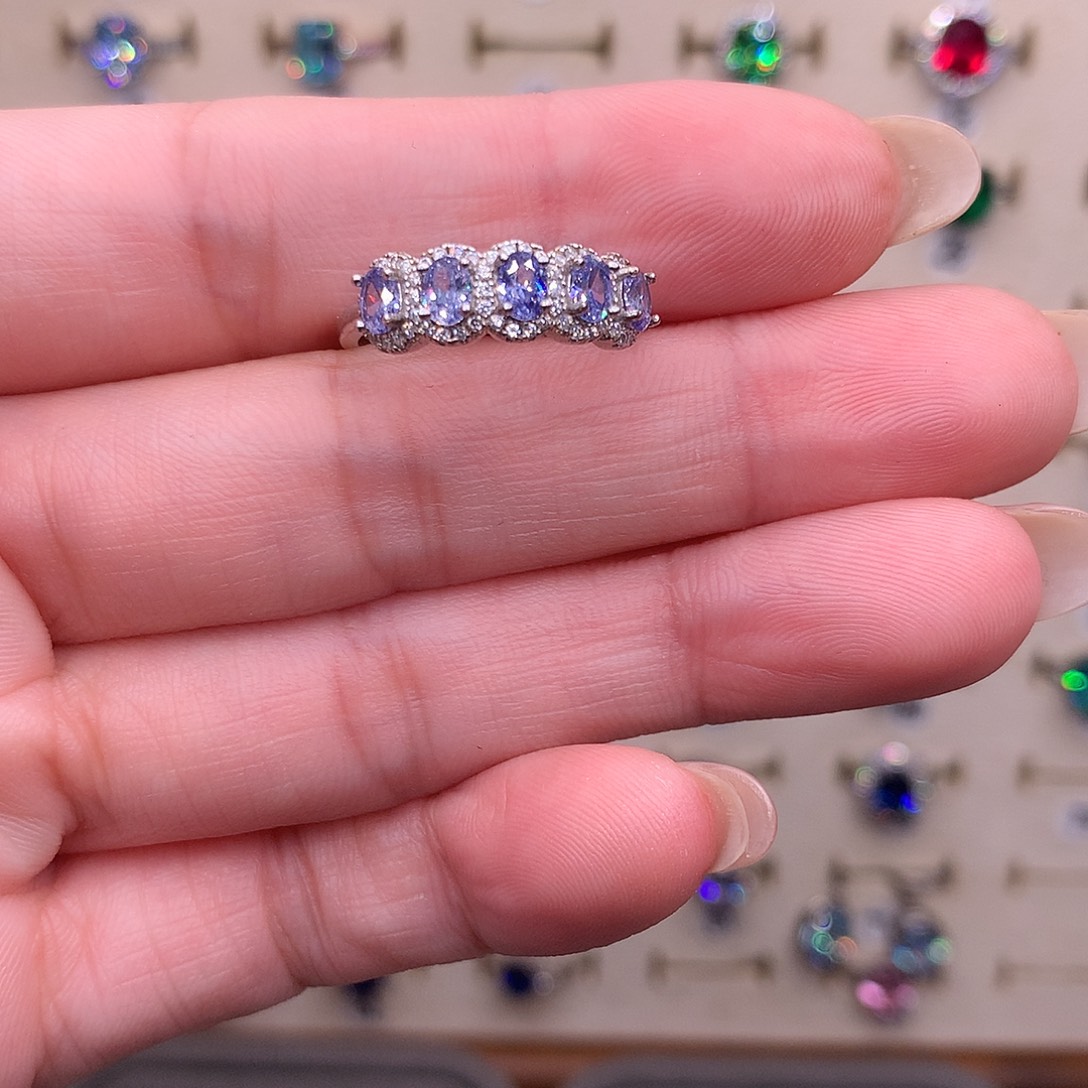 戒指银S925镶嵌蓝宝石