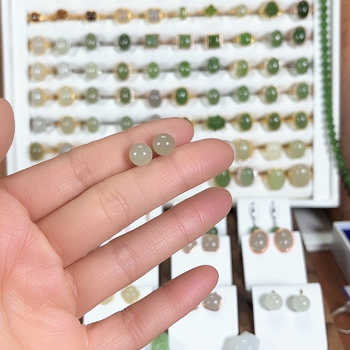 和田玉戒指银S925镶嵌