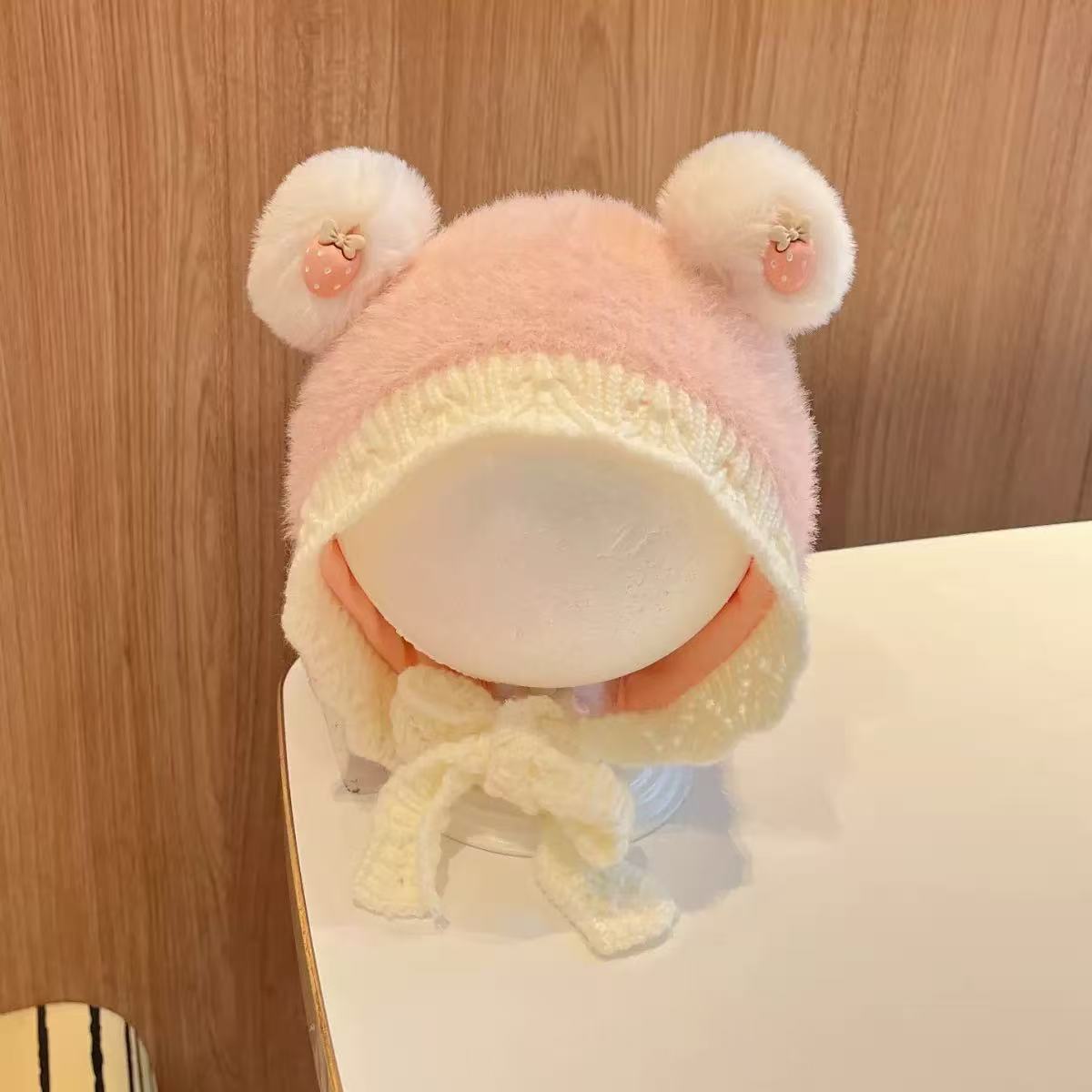 秋冬季可爱宝宝帽子儿童无檐休闲风秋款帽子圆顶护耳针织儿童帽