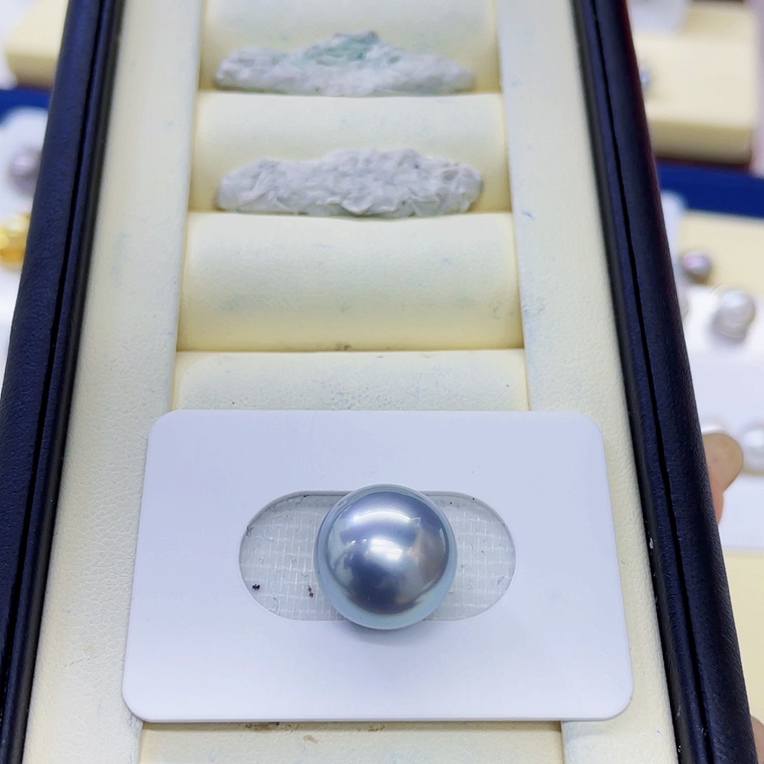 海水珍珠裸珠正圆铂金灰裸珠13.9mm