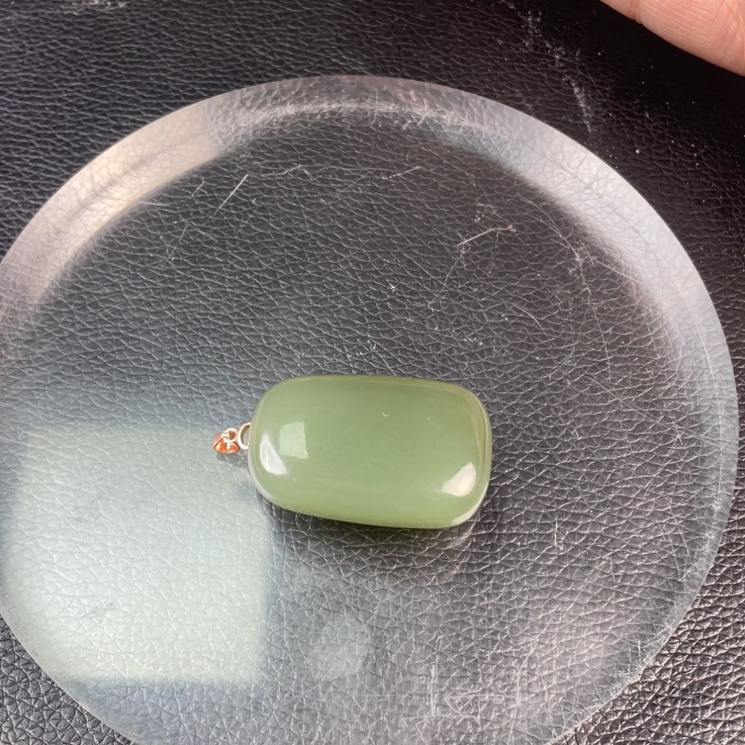 和田玉无事牌吊坠银S925镶嵌