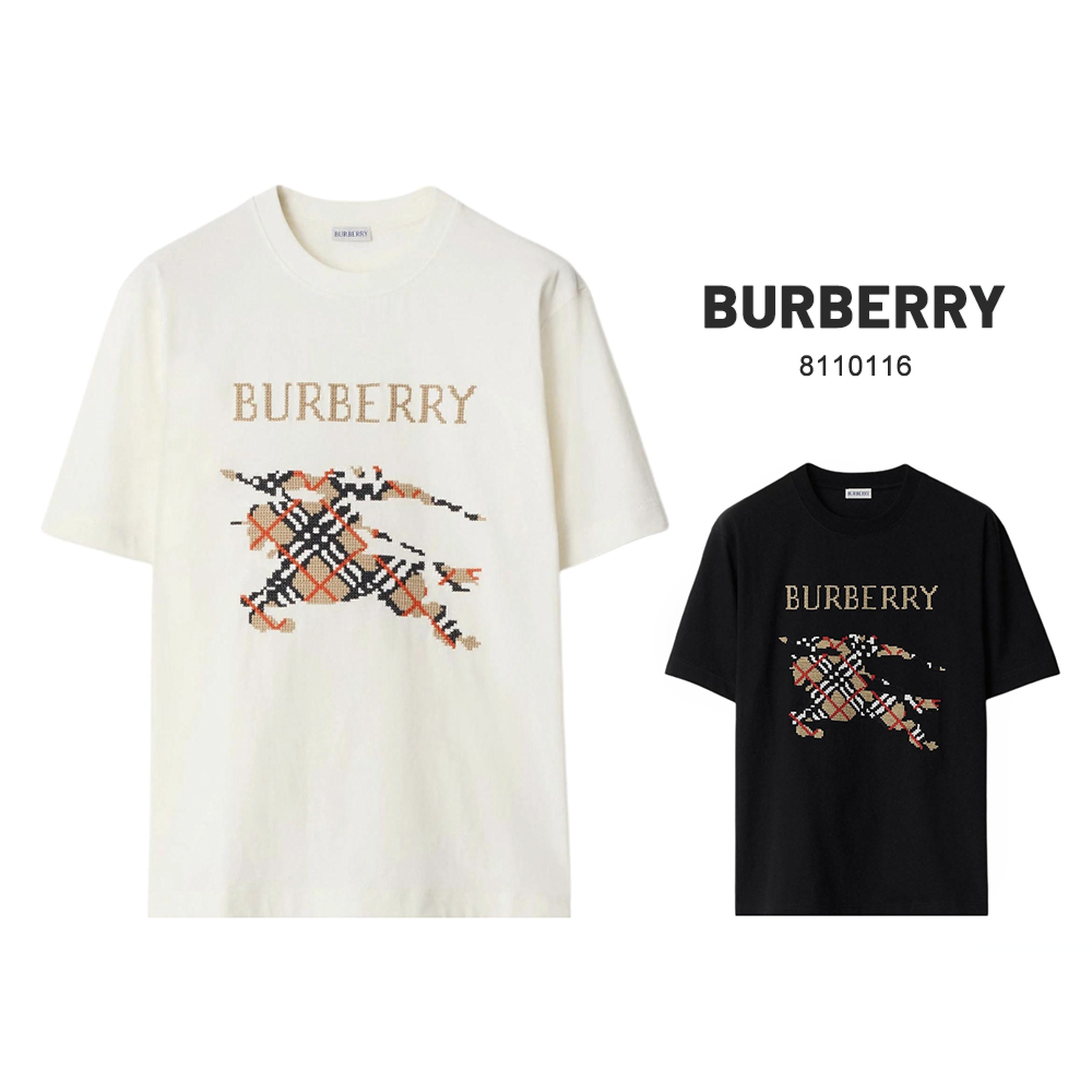 BURBERRY/博柏利（香港发）十字绣徽标圆领短袖T恤黑色 8109021/BCJ