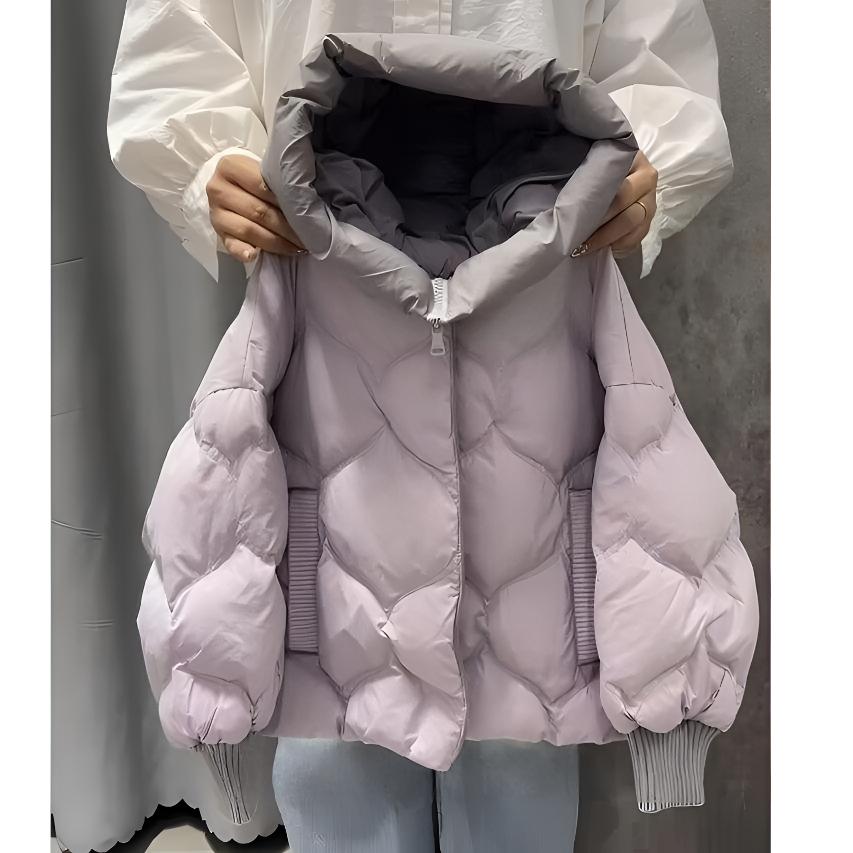 【DZ】女童冬季新款加绒加厚中大童洋气连帽泡芙面包服外套HCE294