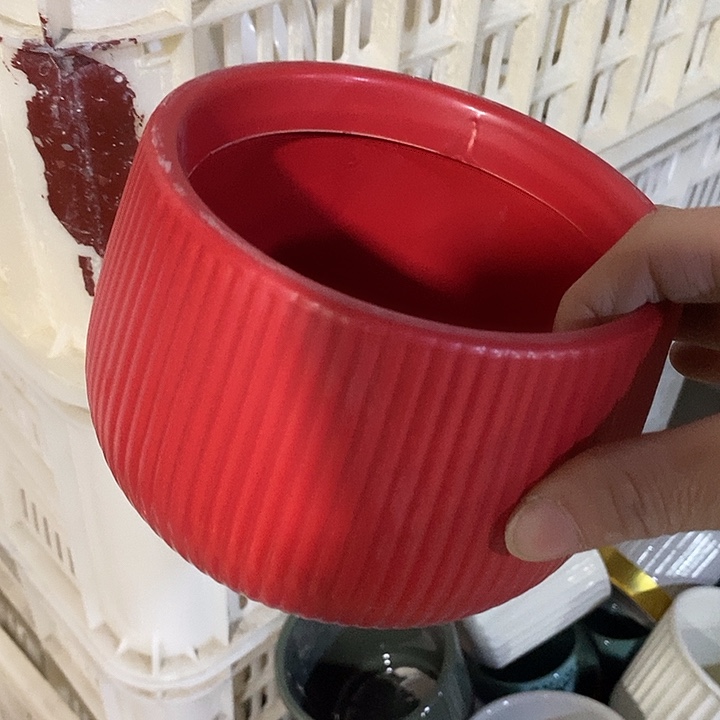 陶摆件陶盆有孔 瑕疵介意勿