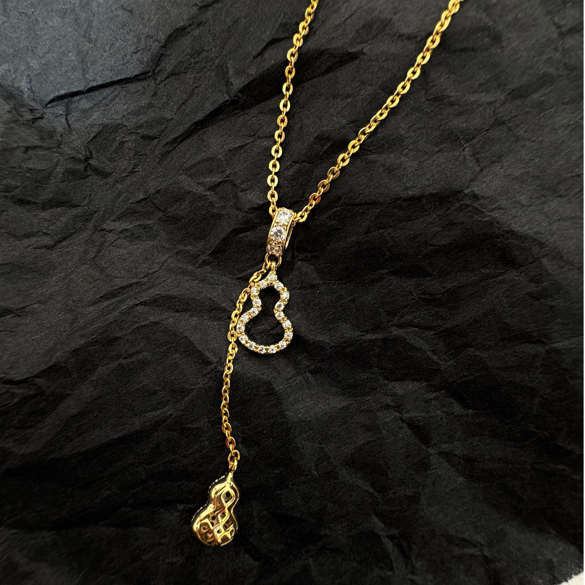 铜合金项链 小葫芦项链项链气质时尚金色小众PJ-0021