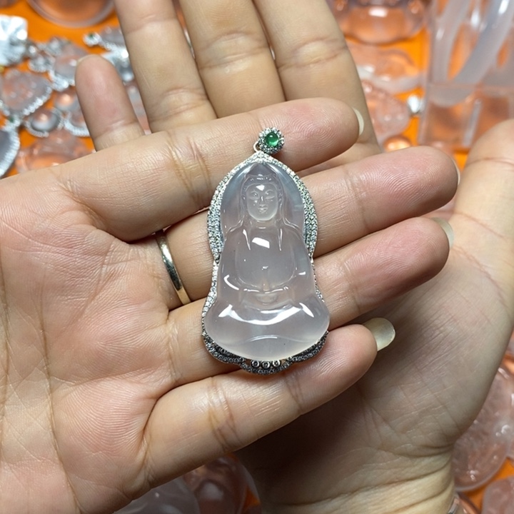 *****石英质玉银S925镶嵌颈饰