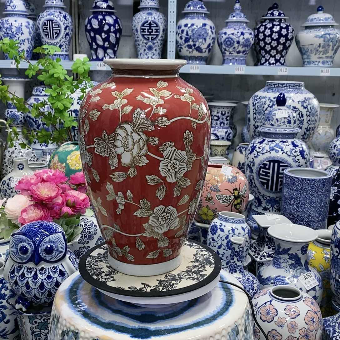 【闪购商品】摆件牡丹花萝卜瓶瓷器摆件…………………………