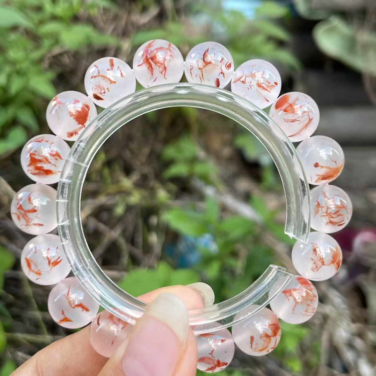 典藏级 南红九口料高冰飘花圆珠单圈手串 纹路漂亮 意境好 11mm