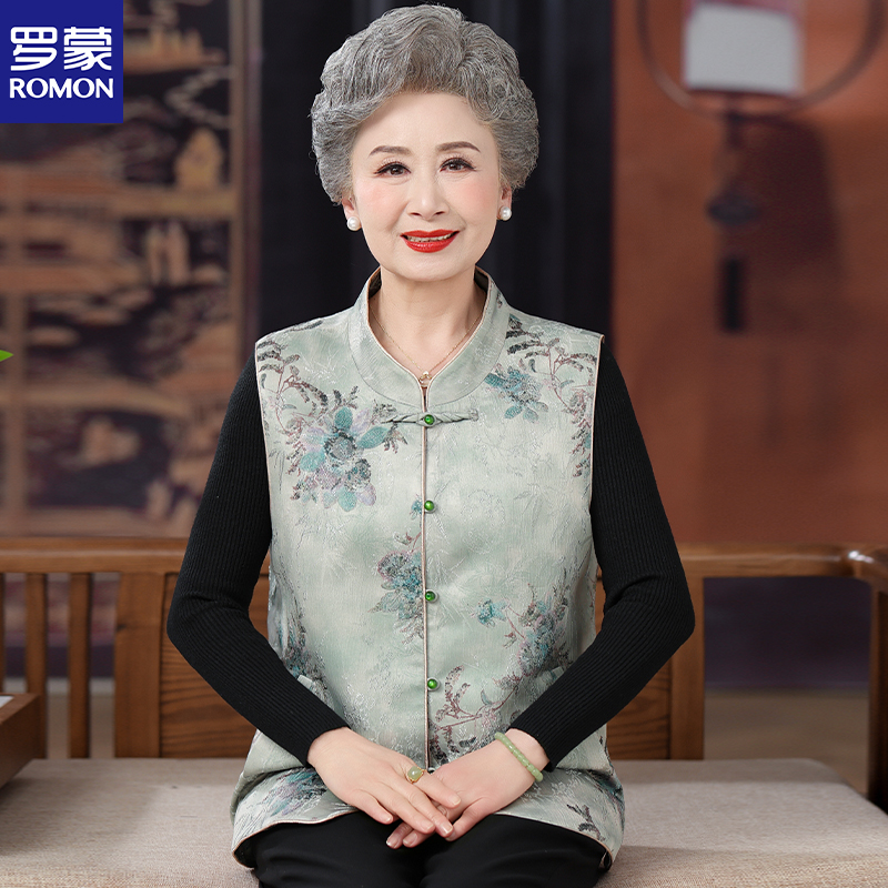 罗蒙中老年妈妈夏装国风新中式马甲外套老年人奶奶夏季老太太衣服