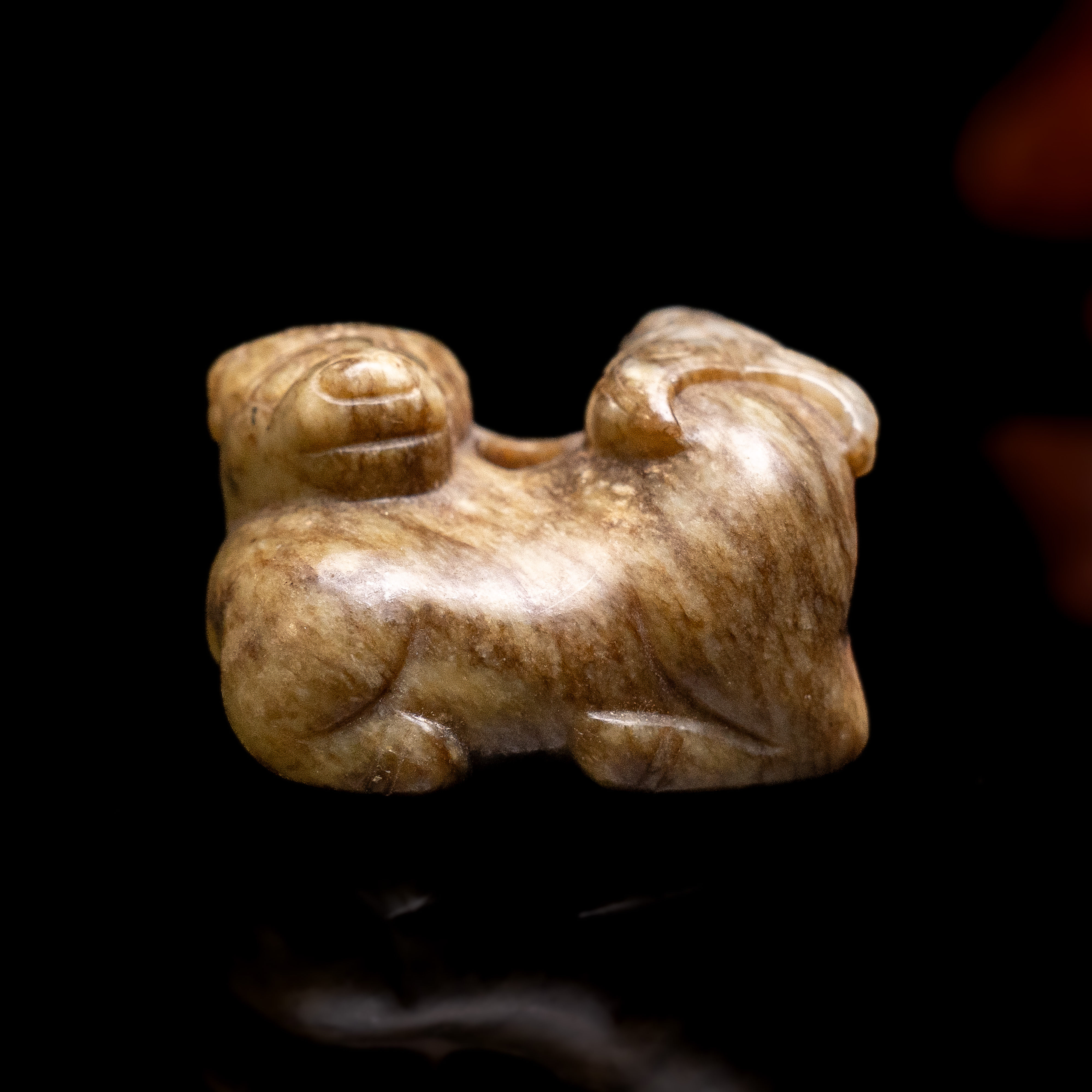 明代和田玉双牛把件-LM