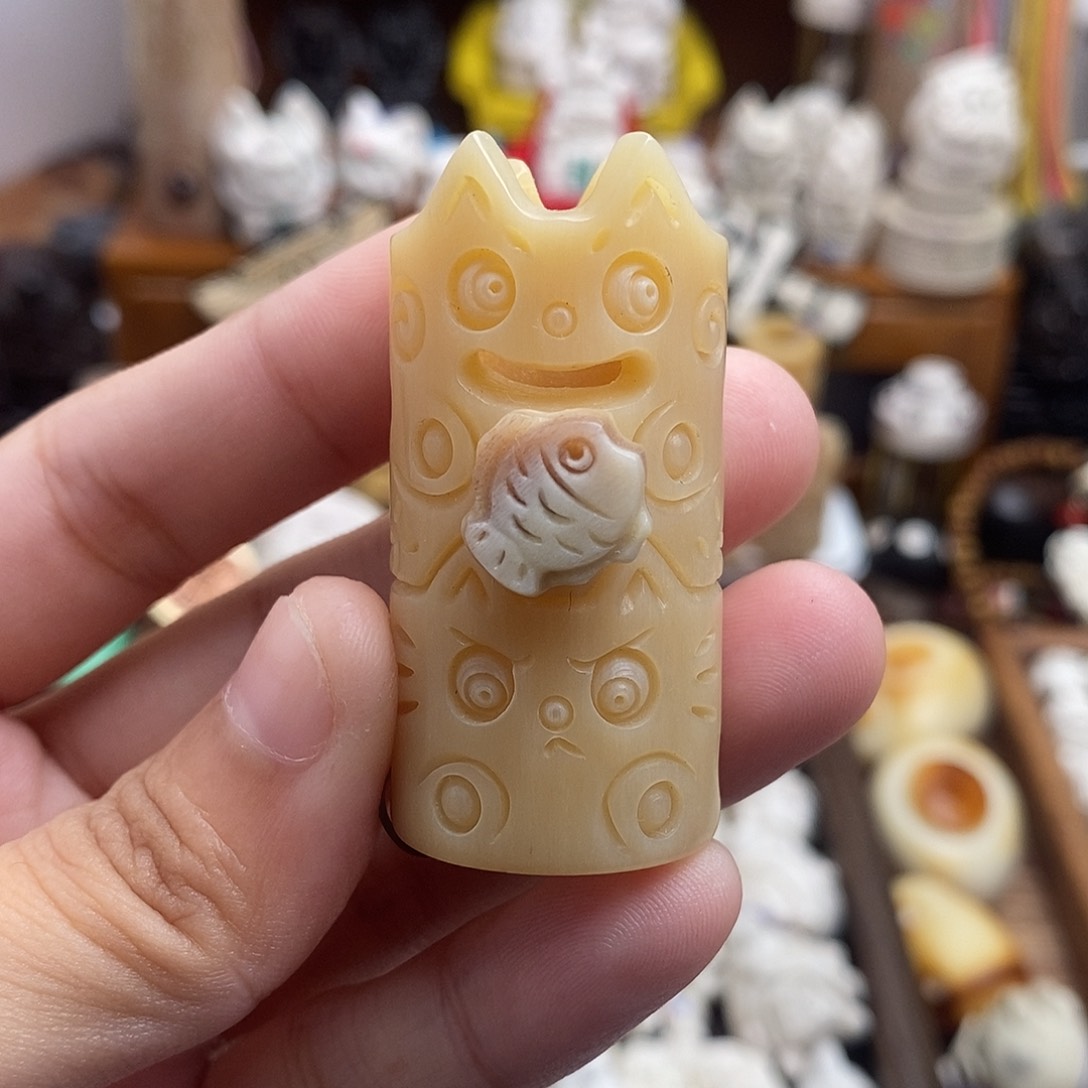 鹿骨把件c7马骨小猫骨笛