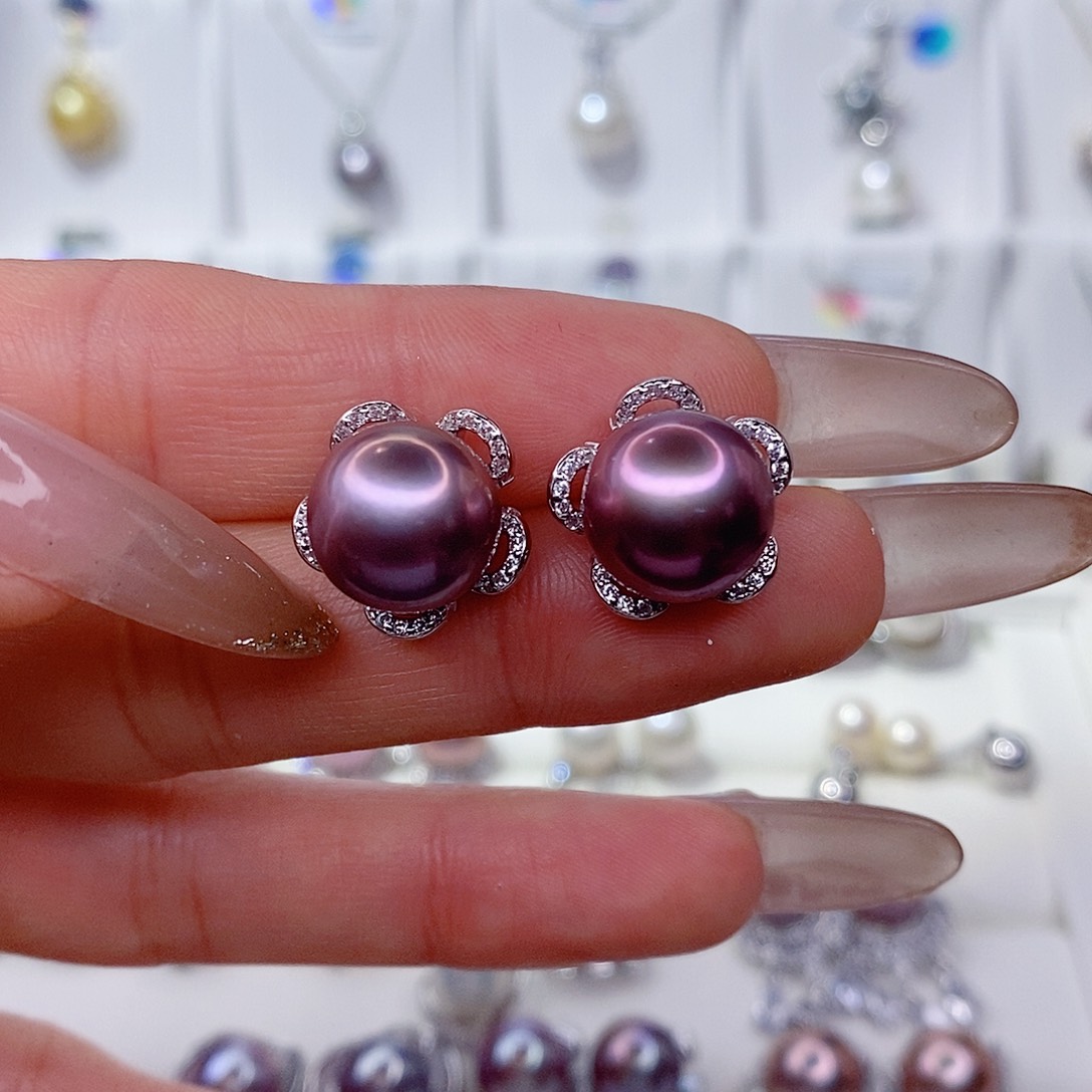 朦***丝耳饰淡水珍珠银S925镶嵌11➕