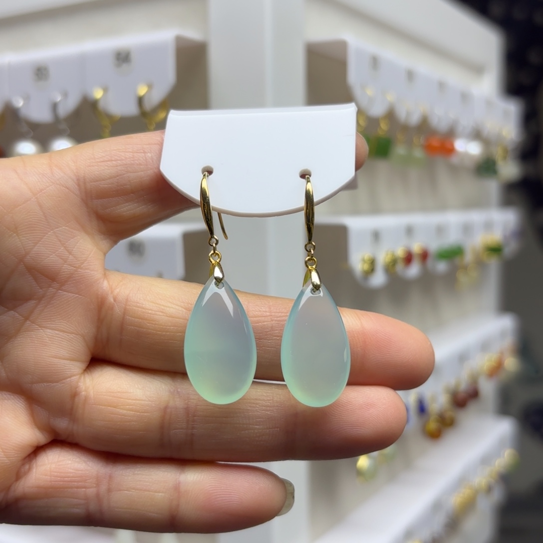 玛瑙/玉髓银S925镶嵌耳饰