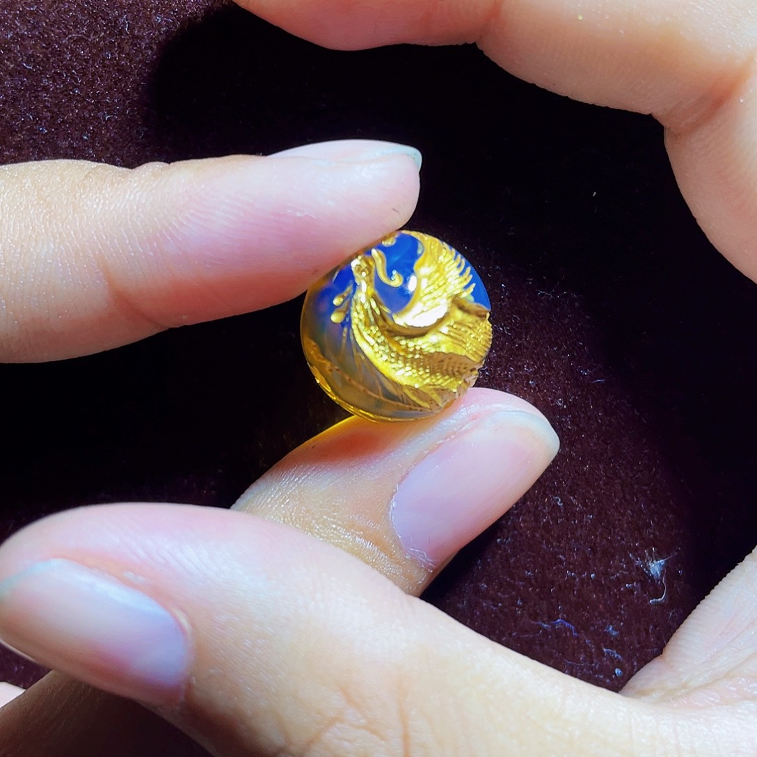 蓝珀裸石未镶嵌凤珠15