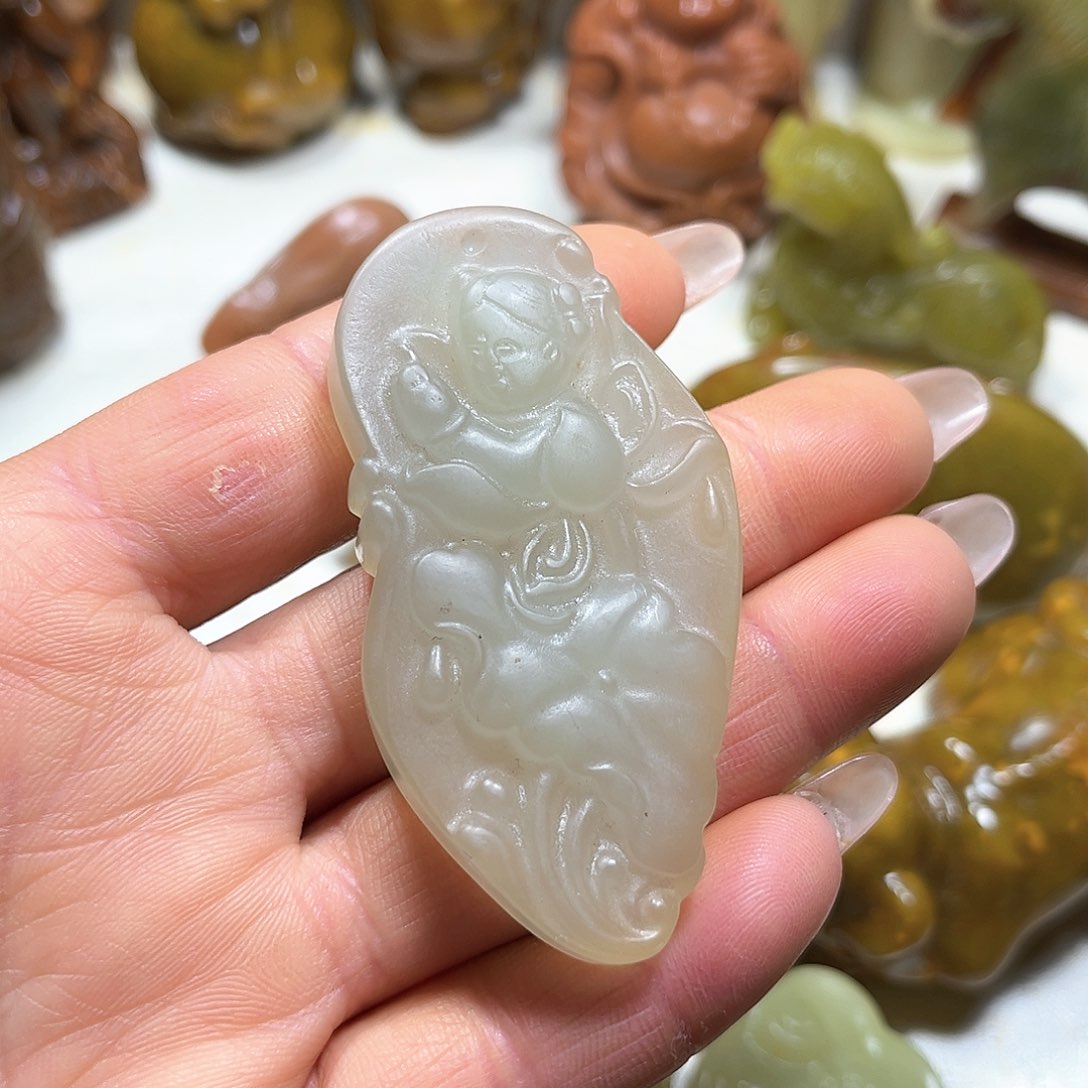 草珠菩提吊坠白玉菩提吊坠