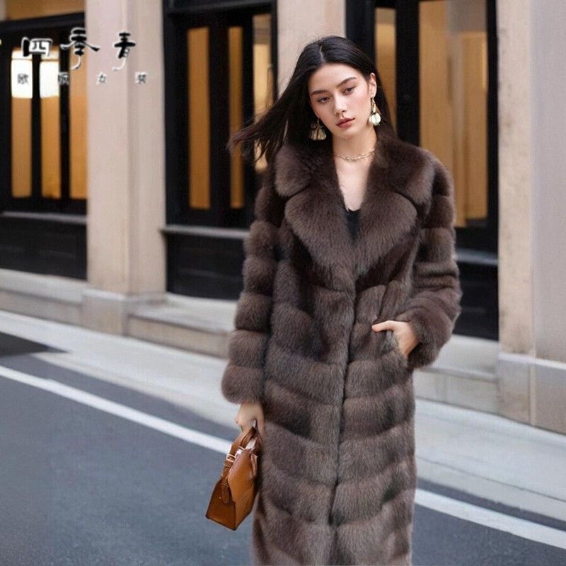 日光岛屿进口长款2025俄罗斯新款仿皮环保水貂冬季加厚皮毛皮草外
