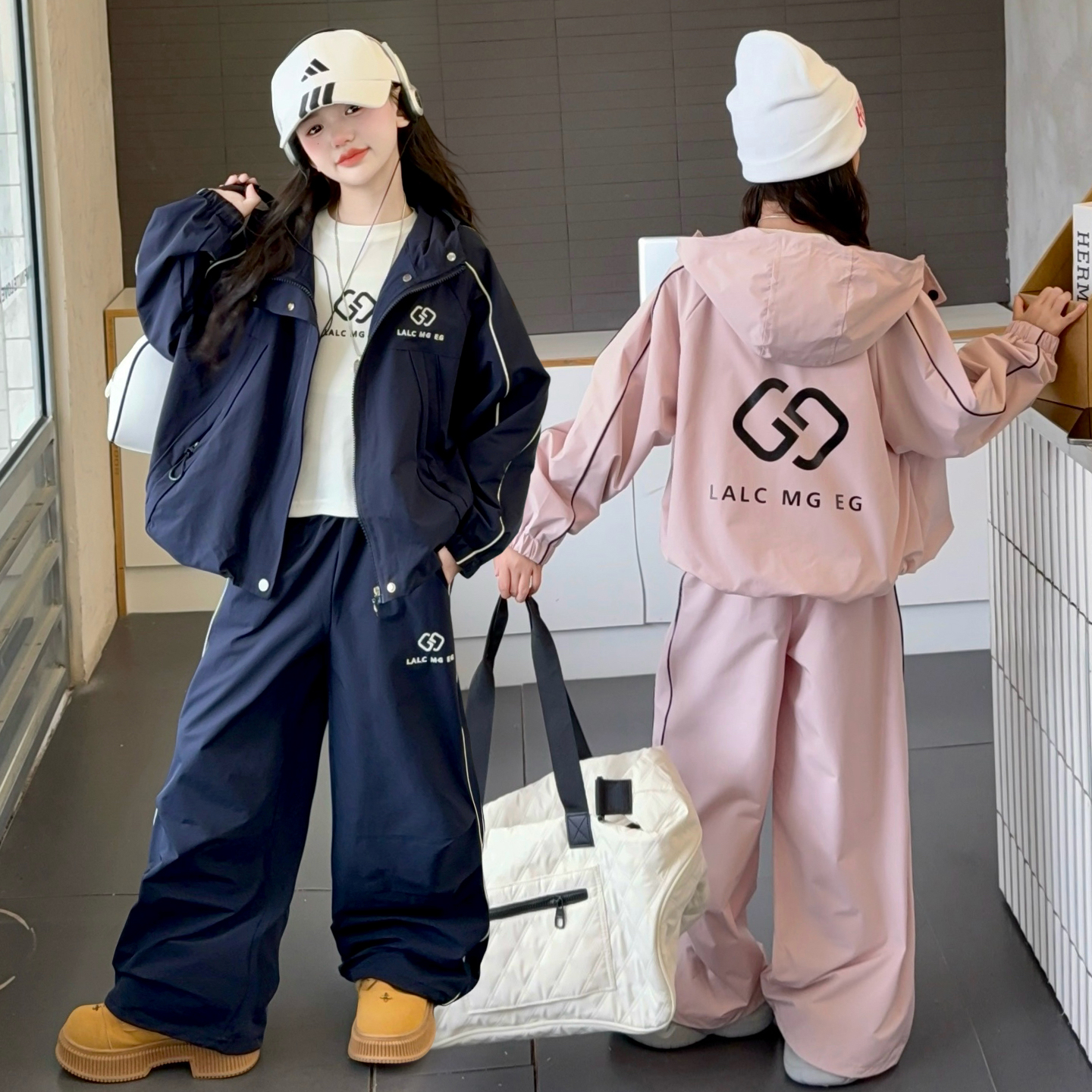 MK&DK女童套装2025新款洋气儿童休闲运动大童网红女孩冲锋衣套装