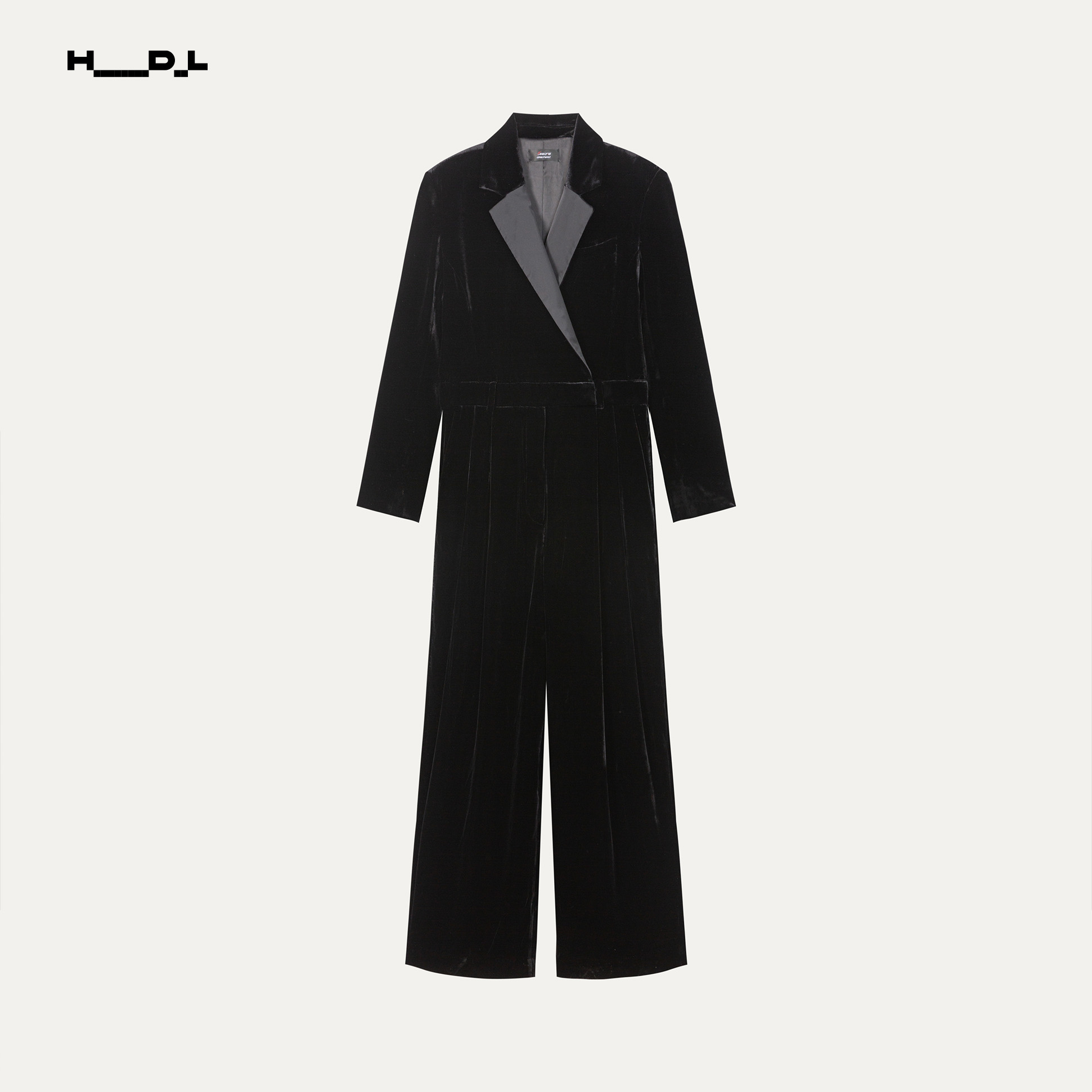 HDL · 名媛连体衣长裤阔腿黑色复古设计连体裤