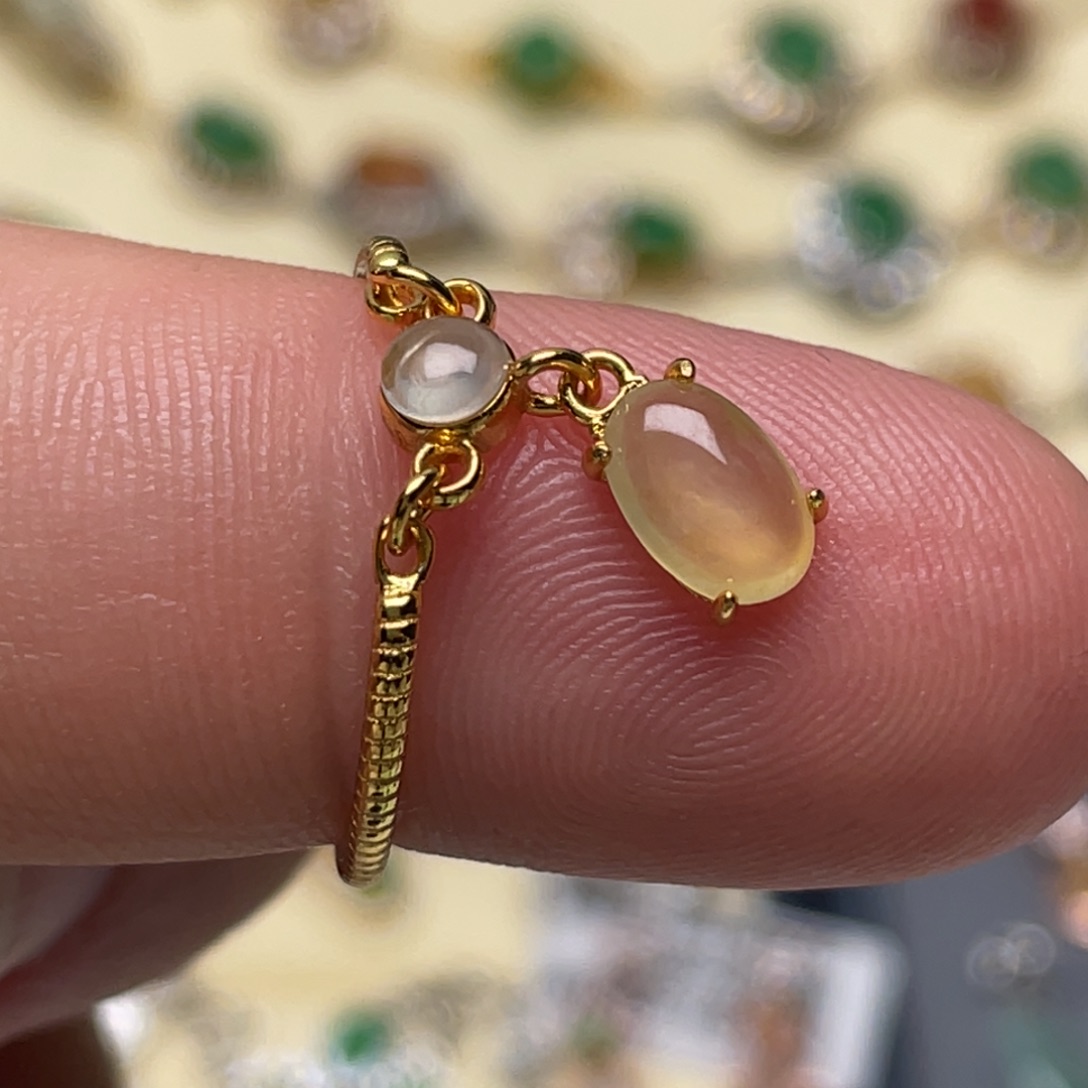 翡翠戒指银S925镶嵌纯天然缅甸翡翠