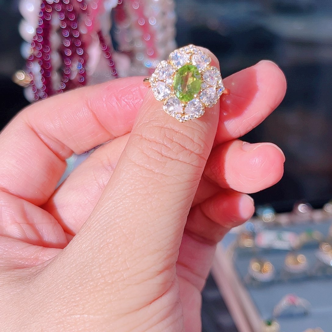 橄榄石戒指银S925镶嵌