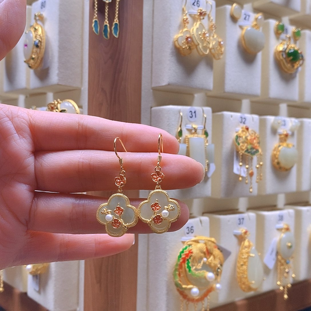 和田玉颈饰银S925镶嵌