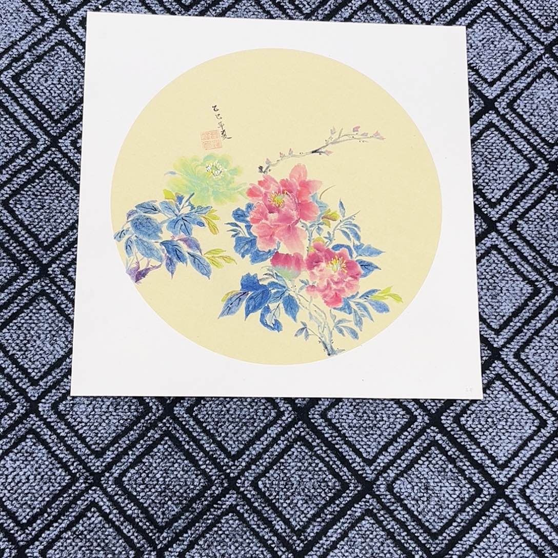 国画老师三尺斗方花鸟卡纸作品旭