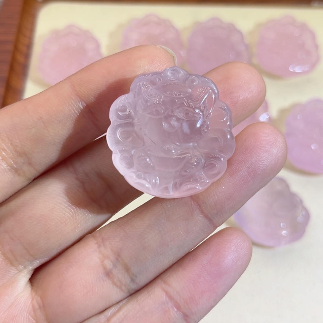 水晶颈饰银S925镶嵌✨****～粉水元宝30