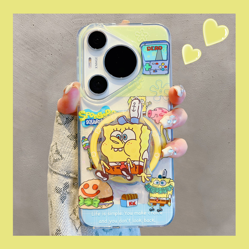 适用华为pura80pro+手机壳Ultra海绵宝宝派大星磁吸支架pura70pro