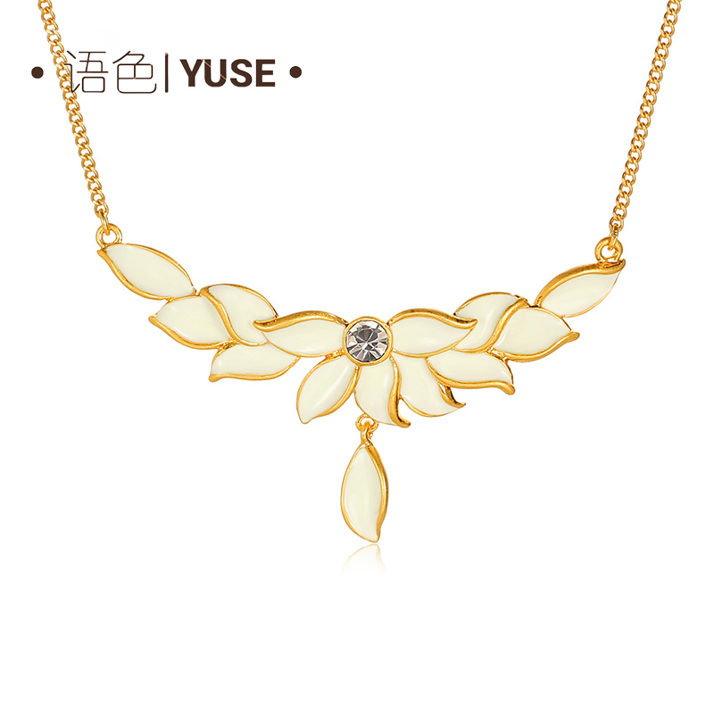 语色 铜合金珐琅项链 【拾花集羽】百合花瓣花语森系时尚花簇项链
