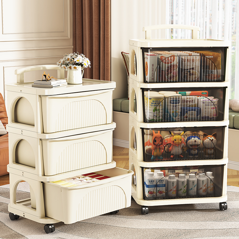 BX多层置物架推车收纳婴儿用品零食玩具移动带轮抽屉式落地厨房架