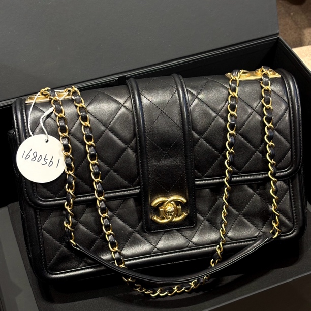 95新 Chanel/香奈儿 夏七中古/黑金季节限定cf单肩包/1680561