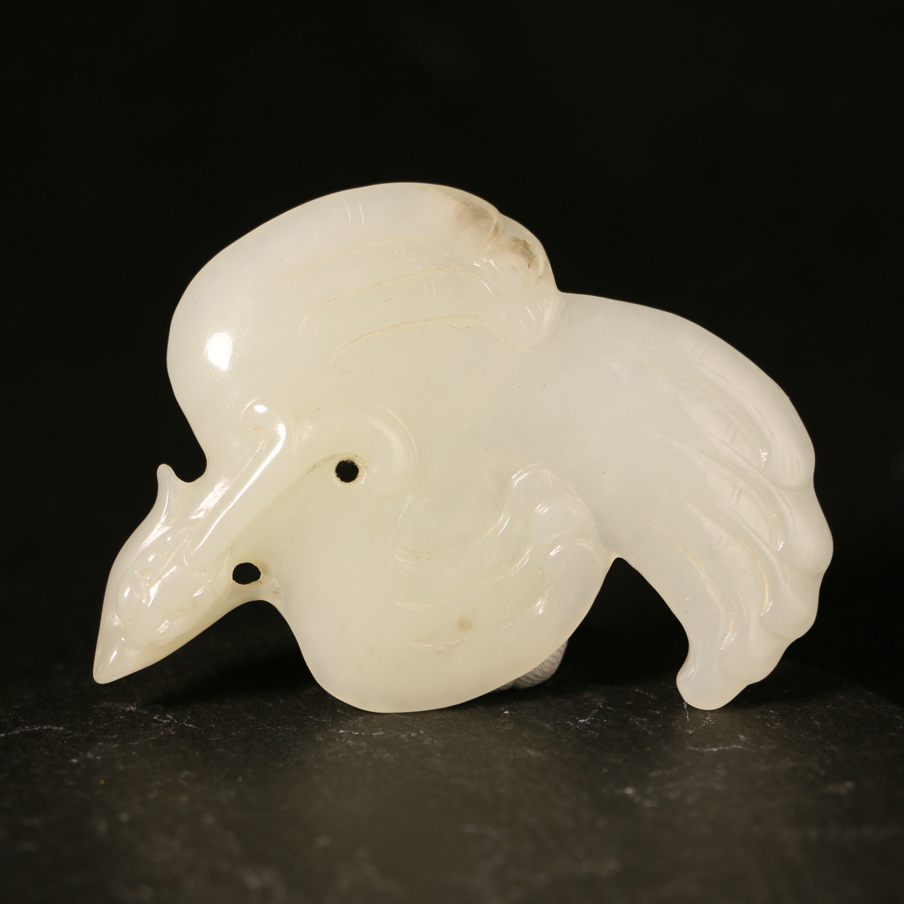 清代 15C32  清 和田玉凤鸟吊坠