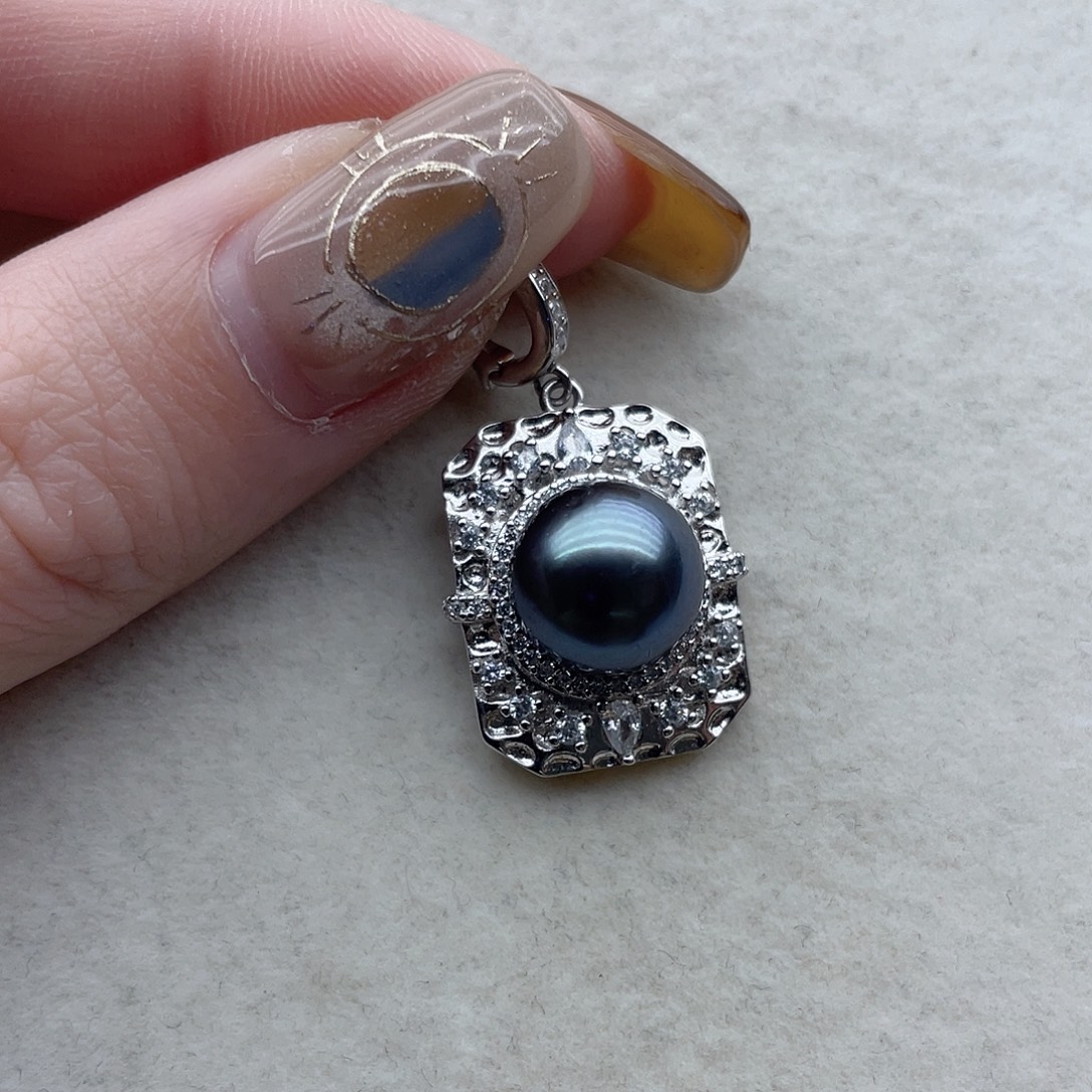 银S925镶嵌吊坠75海水珍珠