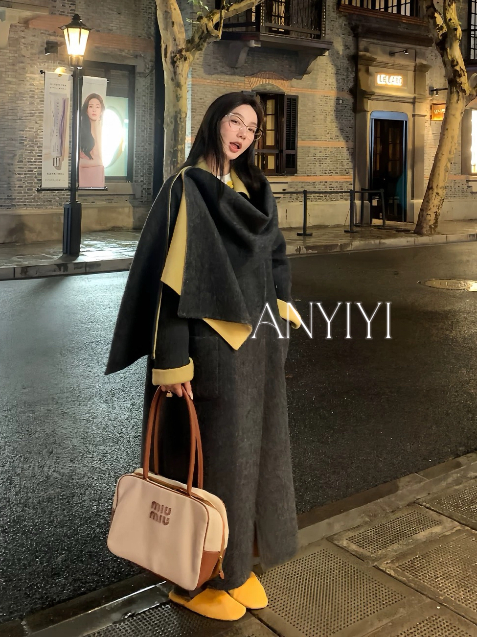 保暖长袖女宽松型中长款毛呢外套流苏大衣长款新中式