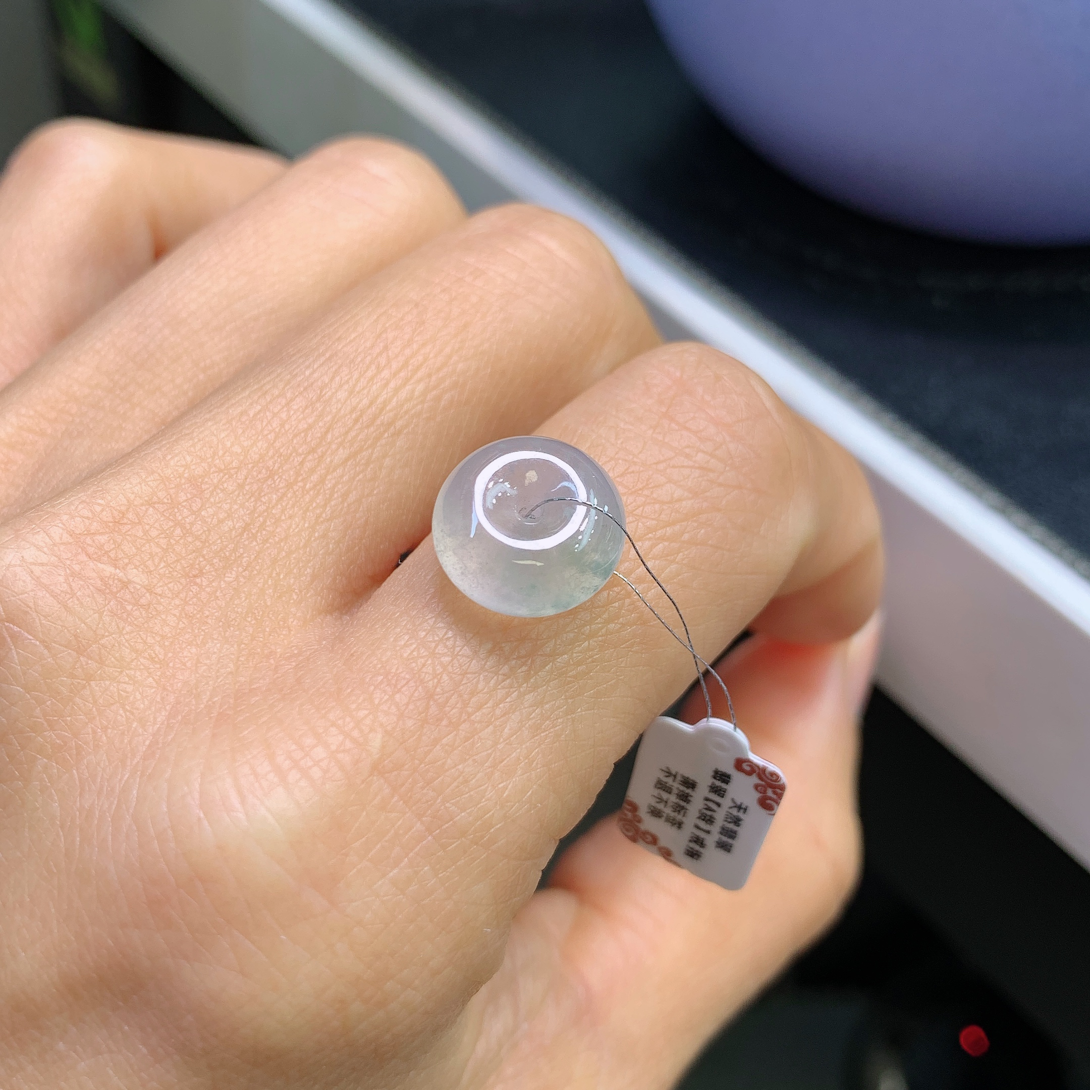 缅甸天然翡翠A货高冰飘黄翡平安扣A799#