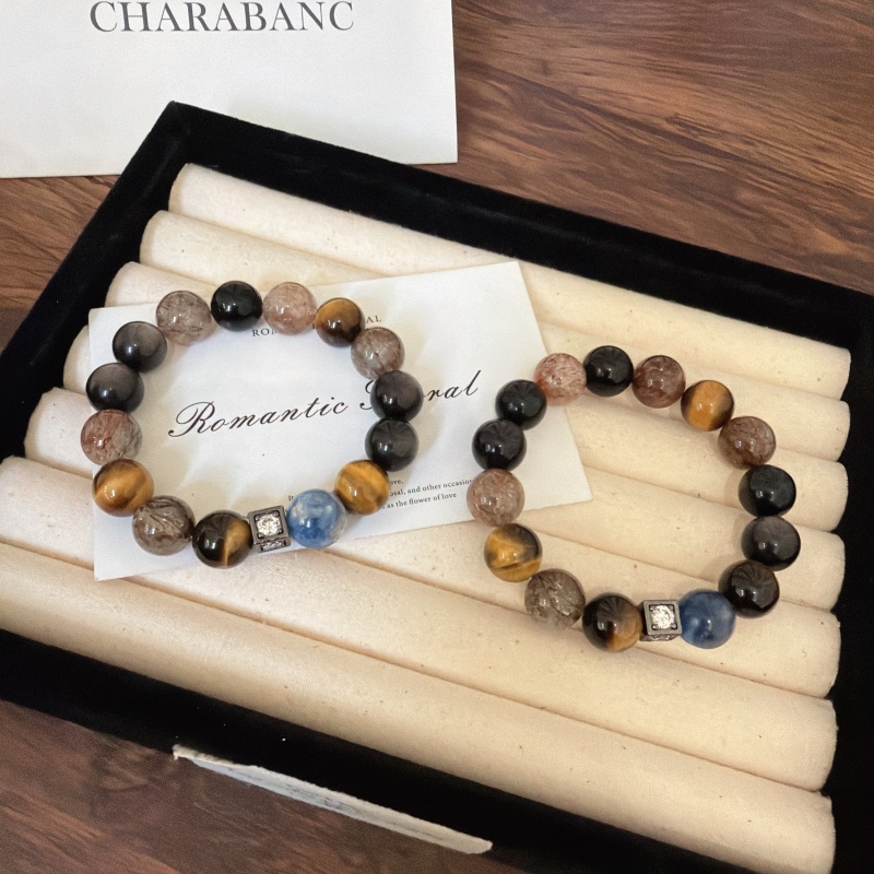 X2388银曜石黑金超七金虎眼蓝晶石手链高端轻奢手串多样性发一