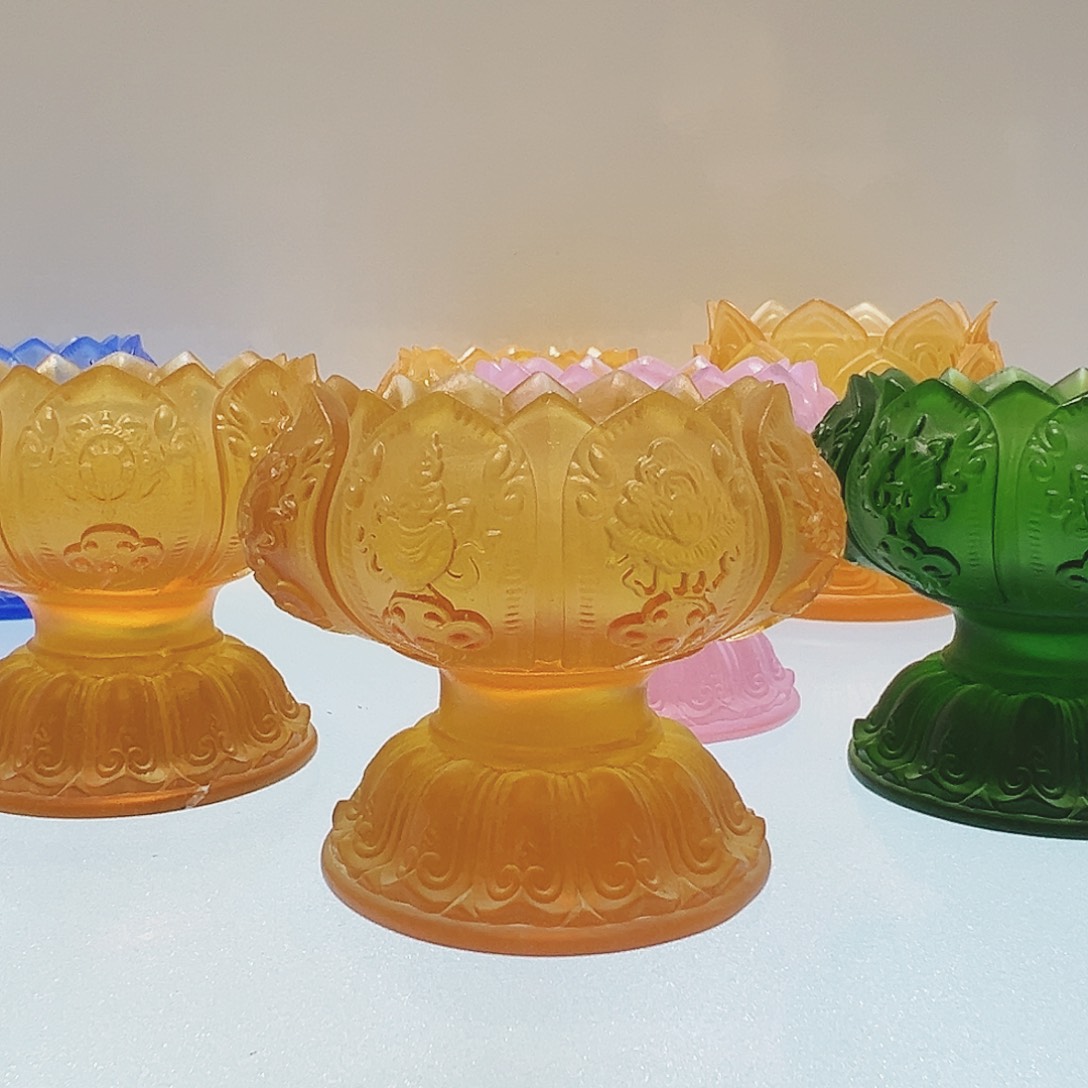 【闪购商品】琉璃手工艺品琥珀色烛台