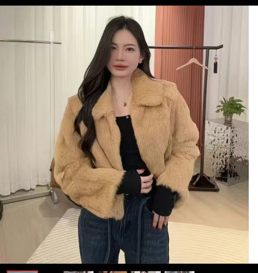 新款獭兔毛短款女士时尚保暖秋冬外套