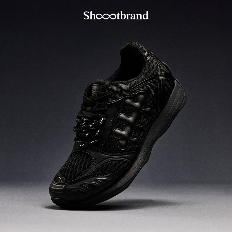 SHOOTBRAND重构系列复古网面阿甘鞋黑色系带跑步鞋休闲透气耐磨