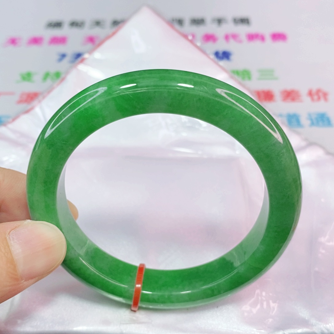 未镶嵌手镯翡翠54.8圈口正圈-辣绿