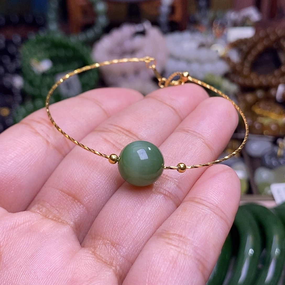 和田玉未镶嵌颈饰碧玉猫眼手链