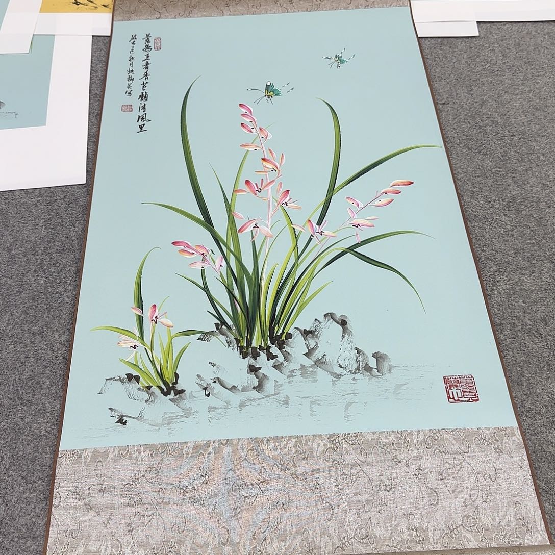 国画国画立体兰花