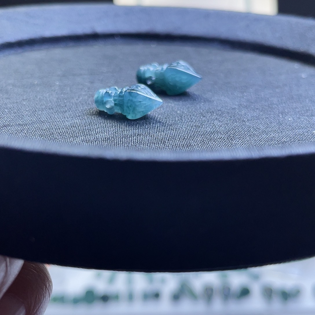 1***m翡翠散珠天然A货翡翠降魔杵2颗