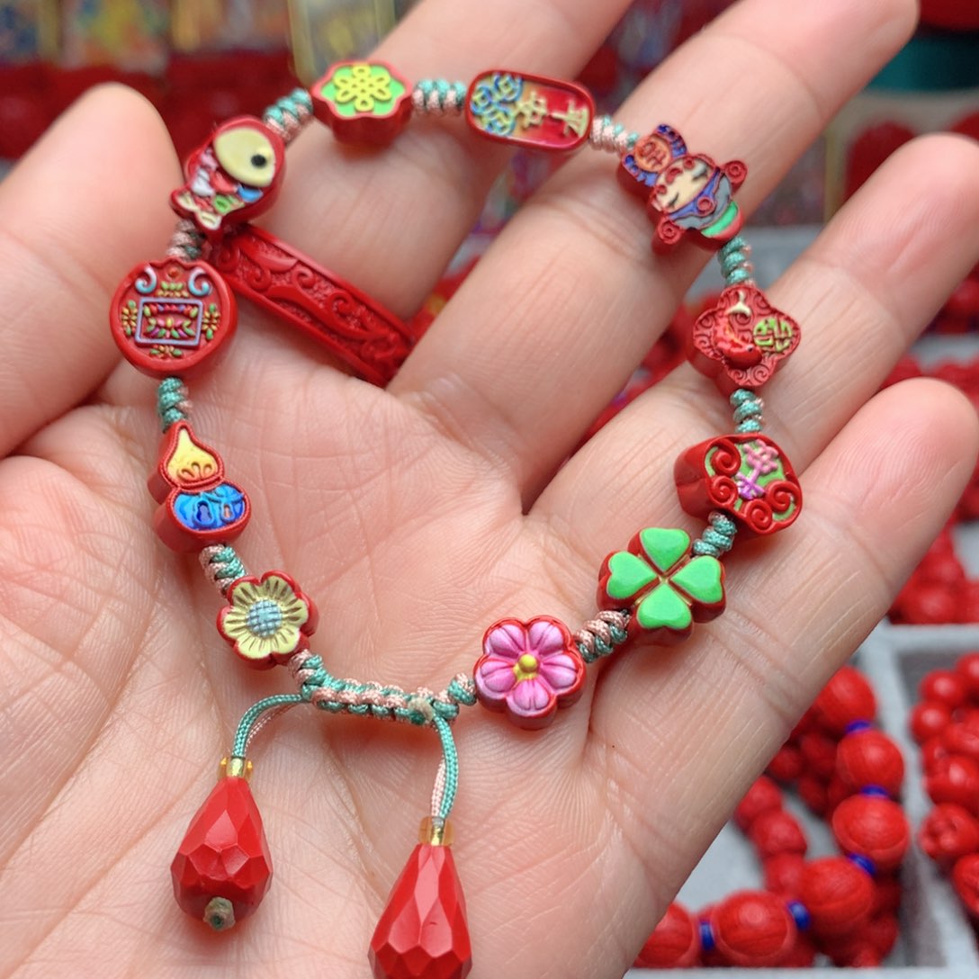 天然辰砂工艺品朱砂多宝手串