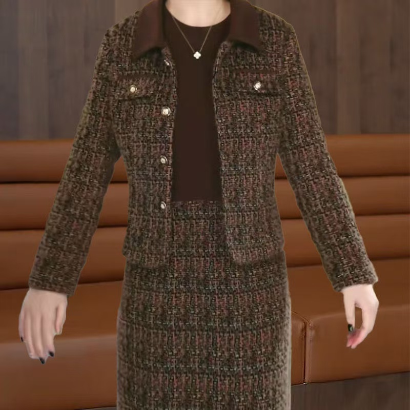 高档时尚套装裙女2025春秋新款时髦洋气连衣裙显瘦遮肉两件套女裙