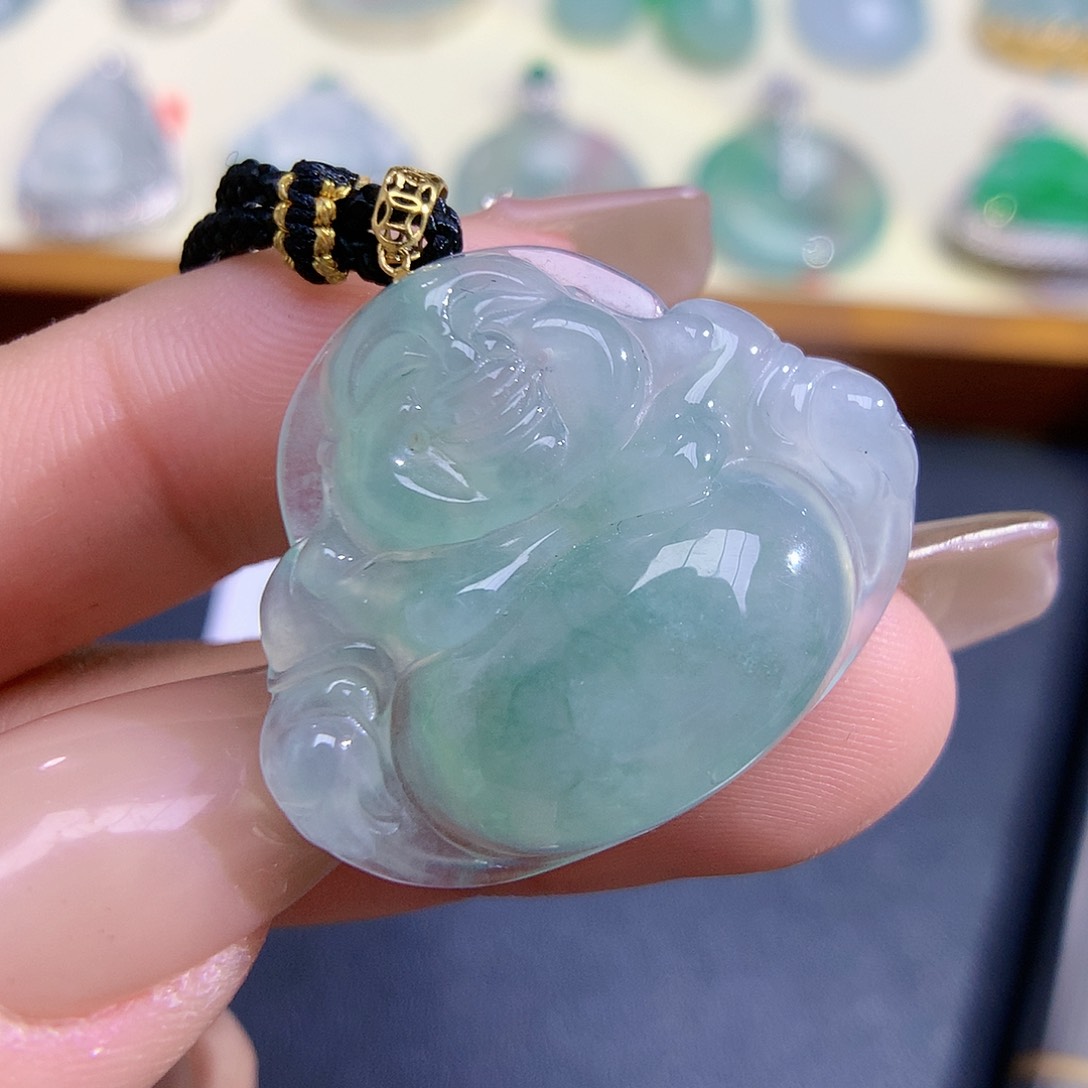 翡翠颈饰18K金镶嵌佛公