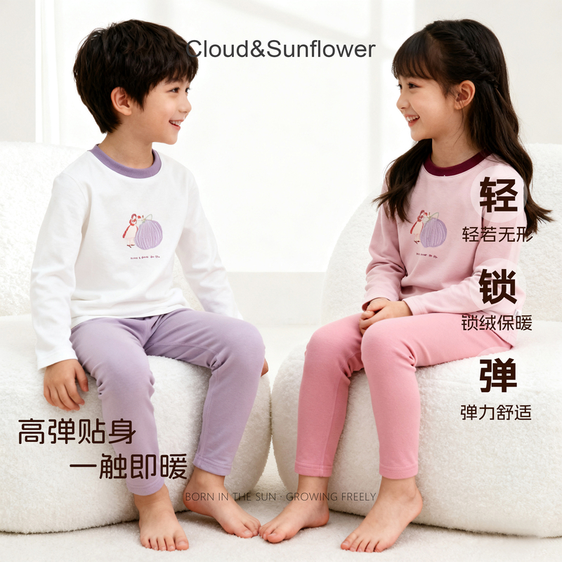 【云朵小葵】女童冬季新款小女孩无花果休闲秋衣秋裤家居服1114743