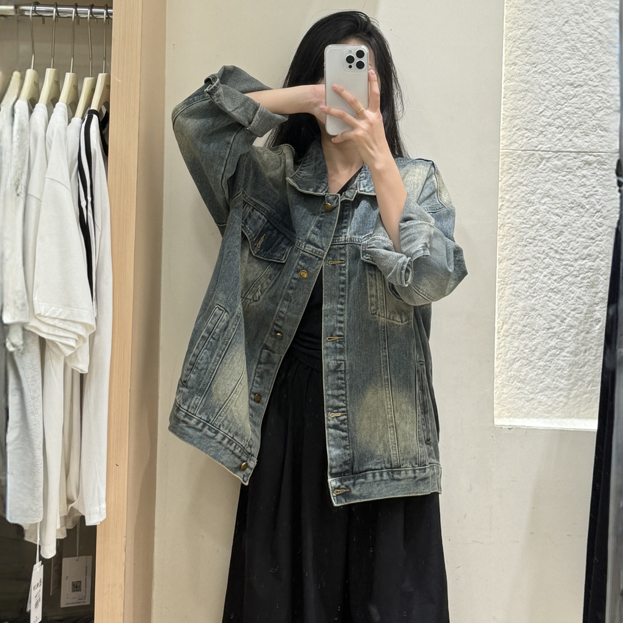 韩系美拉德洗复古短款牛仔外套女春秋季休闲百搭